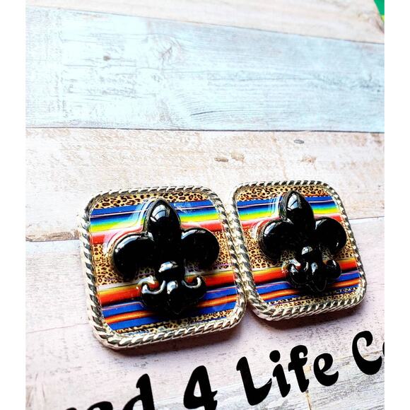 fleur-de-lis conchos, replacement conchos , leather concho, screwback conchos - Picture 2 of 3